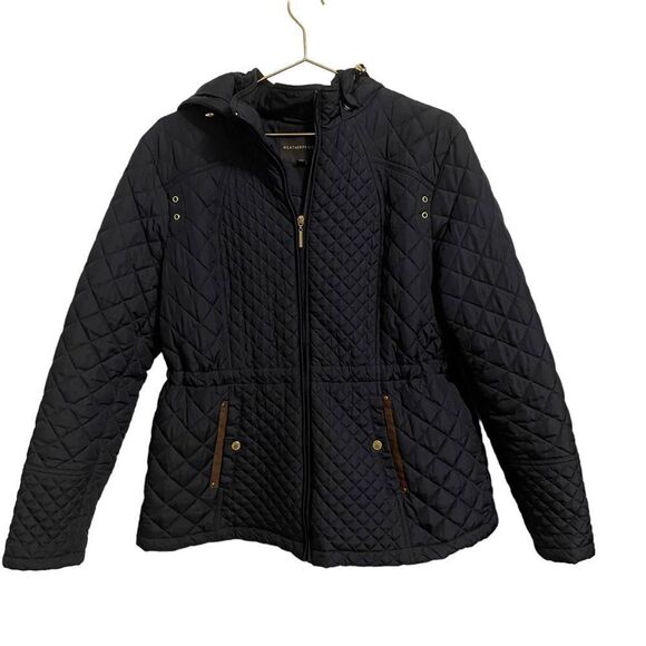 Weatherproof Navy Quitted Jacket with Removable Hood Size XL - Picture 1 of 8